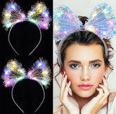 Nessiworld Luminous Fiber Bow Night Crown Illuminated Led Fun Crown 1 Piece 20x21 cm